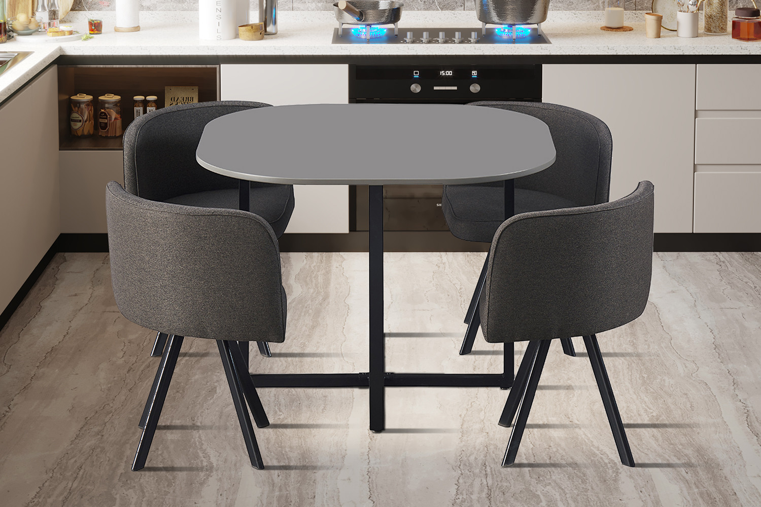 Table de cuisine avec 4 chaises Eva